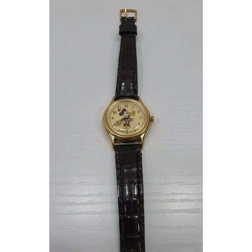 Vintage Disney Lorus Minnie Mouse Women's Watch Leather Band New Battery W268